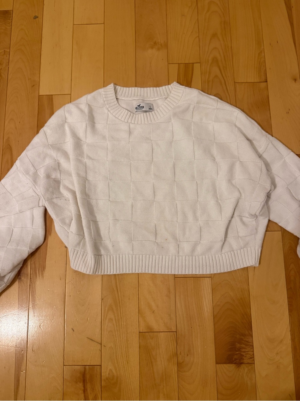 White Cropped Knit Sweater
